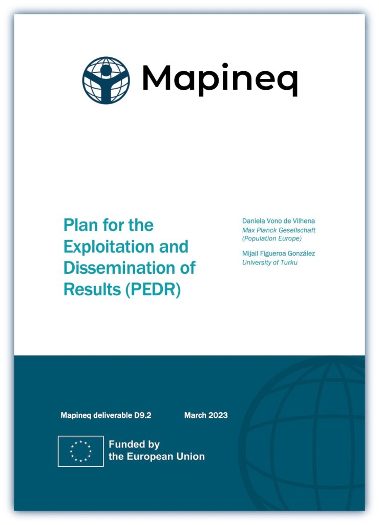 Front page Mapineq plan for the exploitation and dissemination